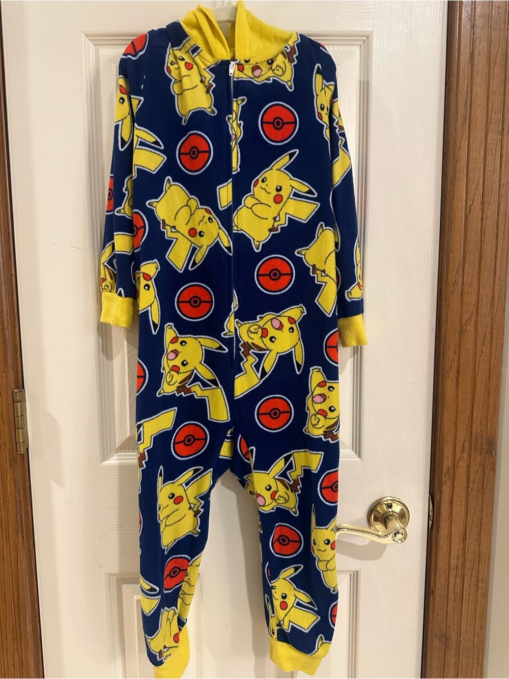 Pokemon Navy and Yellow Pikachu Fleece One-Piece Pajamas